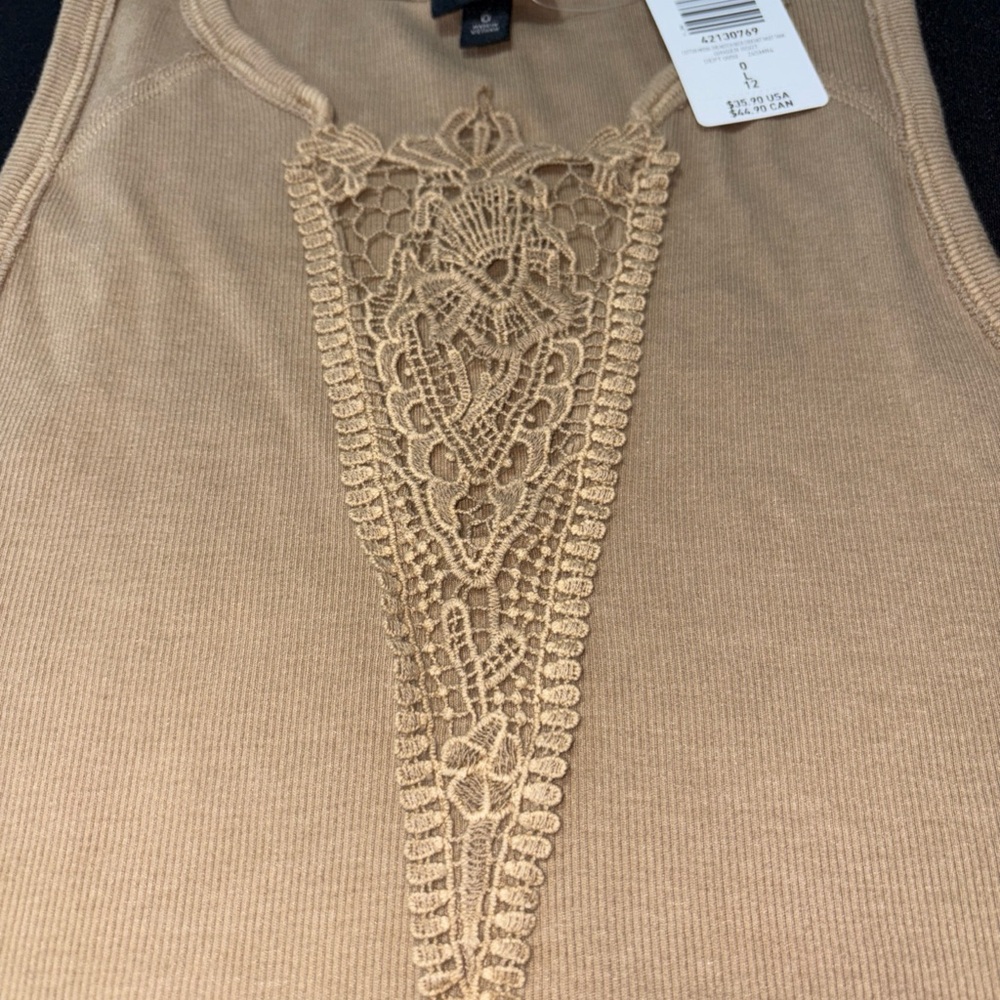 Torrid Tan Lace Accent Tank Top